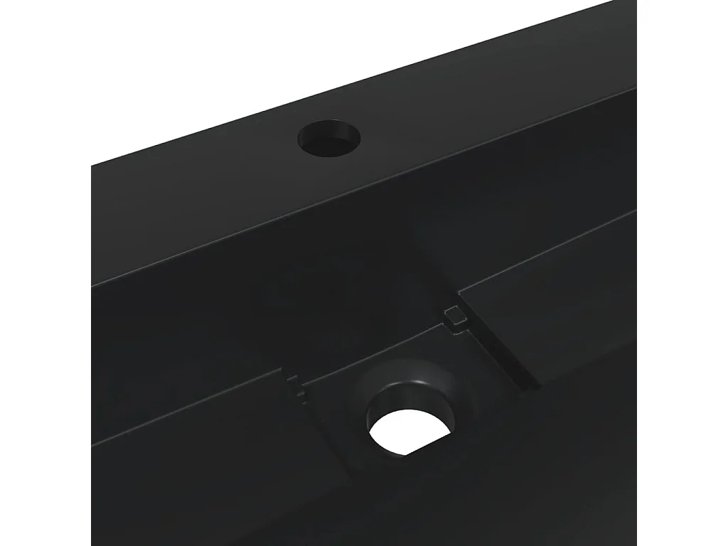 Vasque à poser Lavabo 120x46x11 cm fonte minérale/marbre noir mat