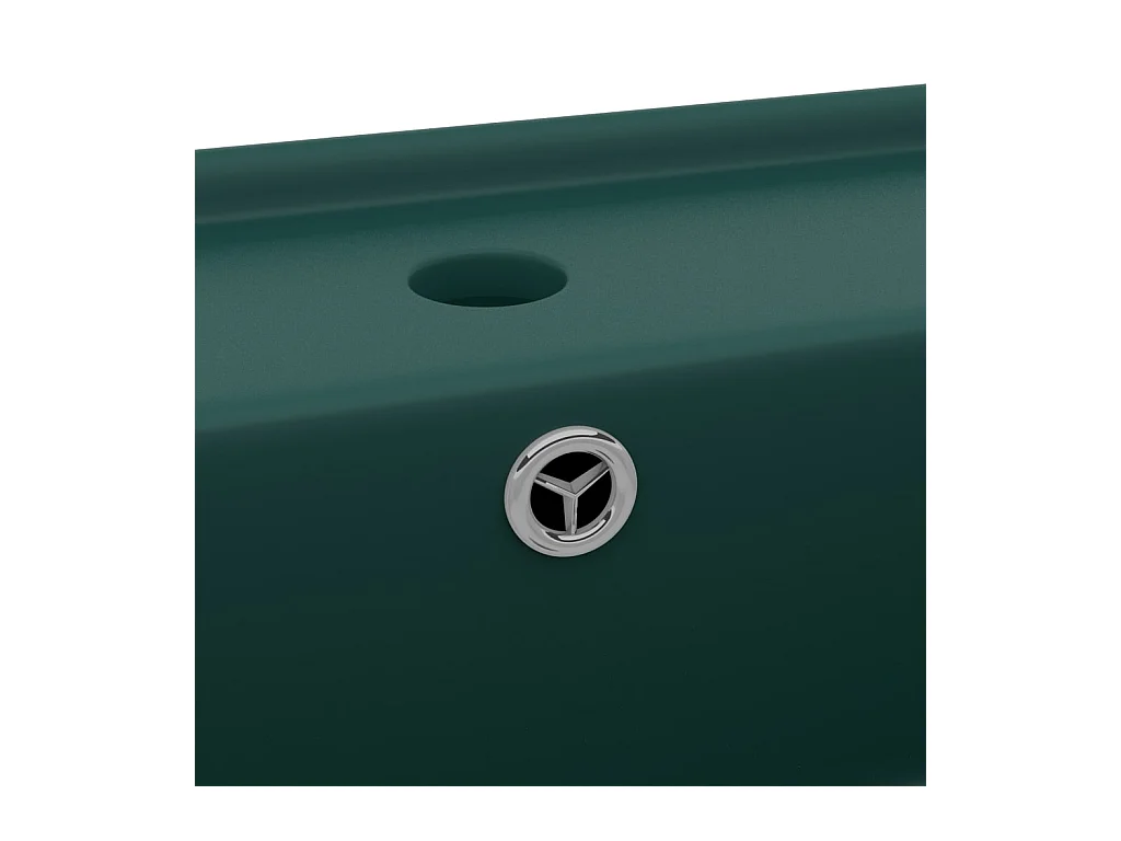 Vasque à poser-Lavabo carré à trop-plein Vert foncé mat 41x41 cm Céramique