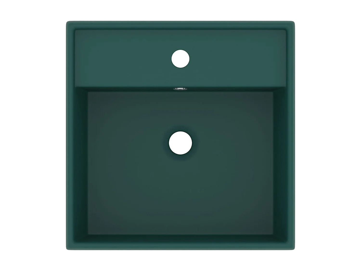 Vasque à poser-Lavabo carré à trop-plein Vert foncé mat 41x41 cm Céramique