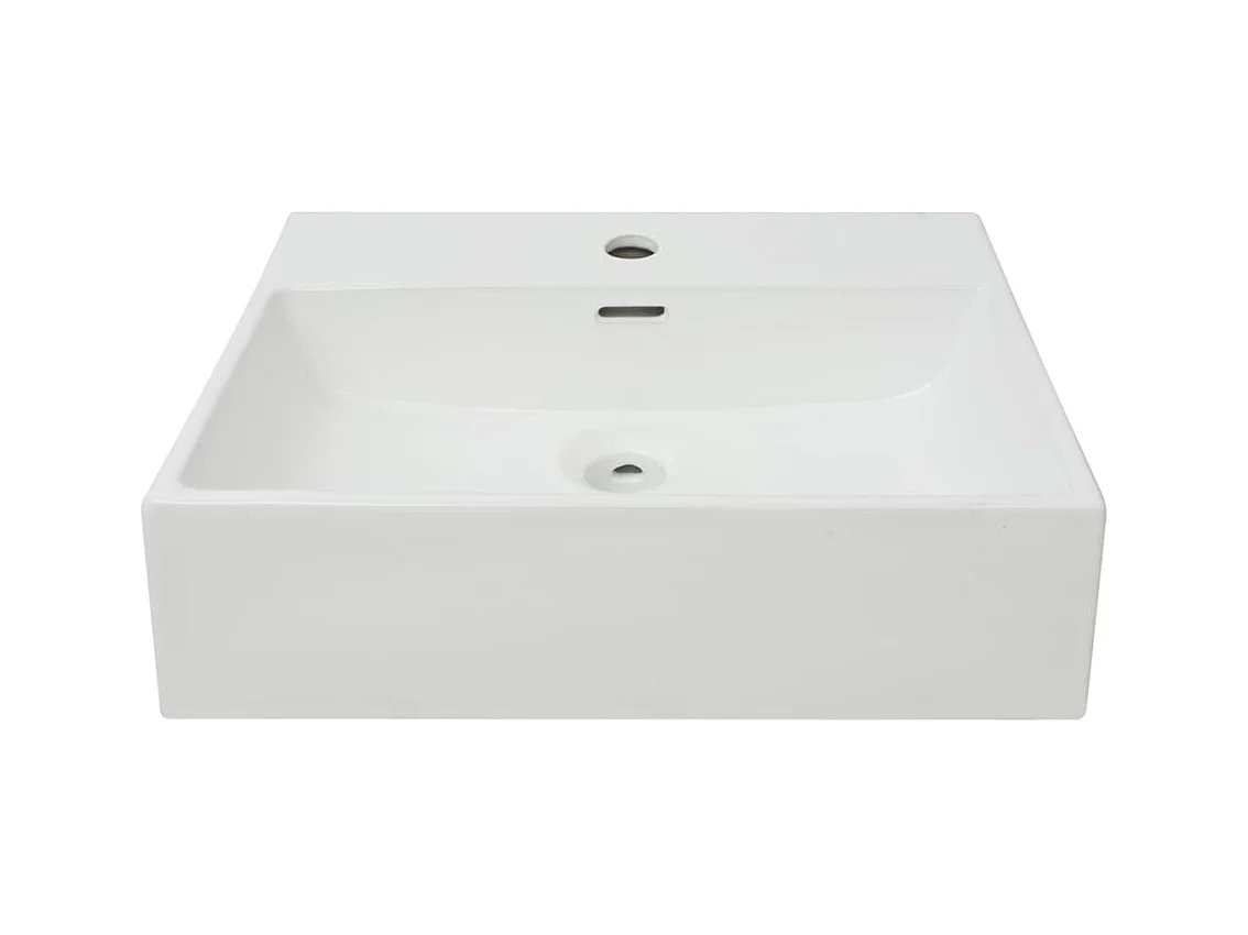 Lavabo salle de bain-Vasque avec trou de robinet en céramique Blanc 51,5x38,5x15 cm