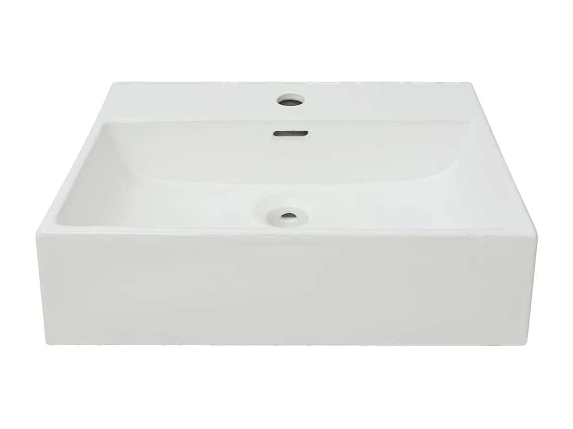 Lavabo salle de bain-Vasque avec trou de robinet en céramique Blanc 51,5x38,5x15 cm