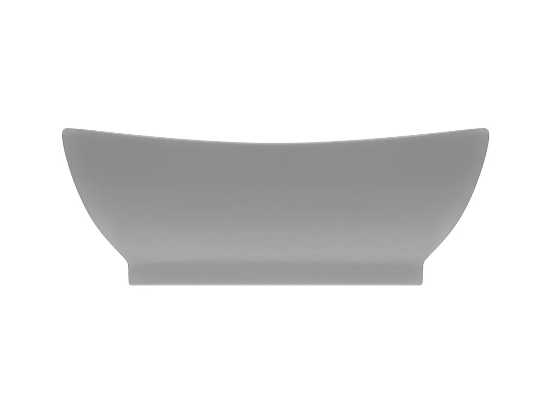 Lavabo | Vasque à poser | Bac à laver ovale à trop-plein Gris clair mat 58,5x39 cm Céramique