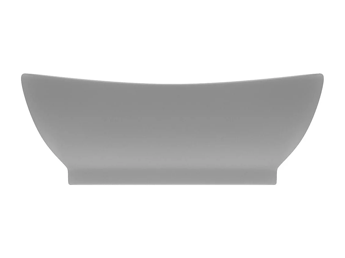 Lavabo | Vasque à poser | Bac à laver ovale à trop-plein Gris clair mat 58,5x39 cm Céramique