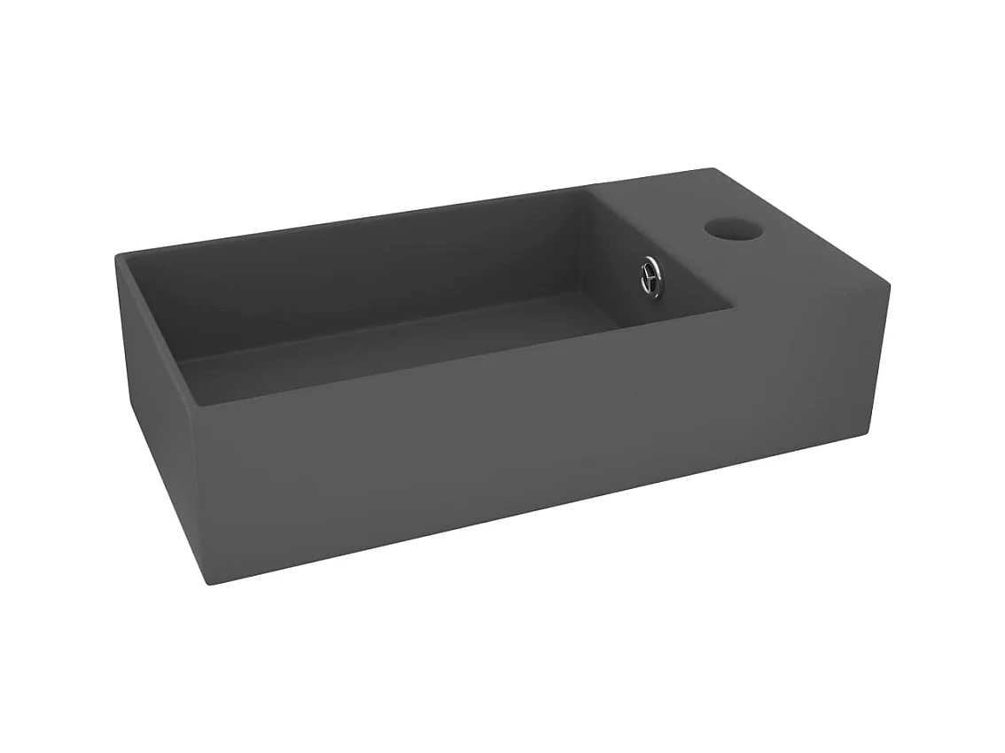 Lavabo salle de bain-Vasque à poser avec trop-plein Céramique Gris foncé