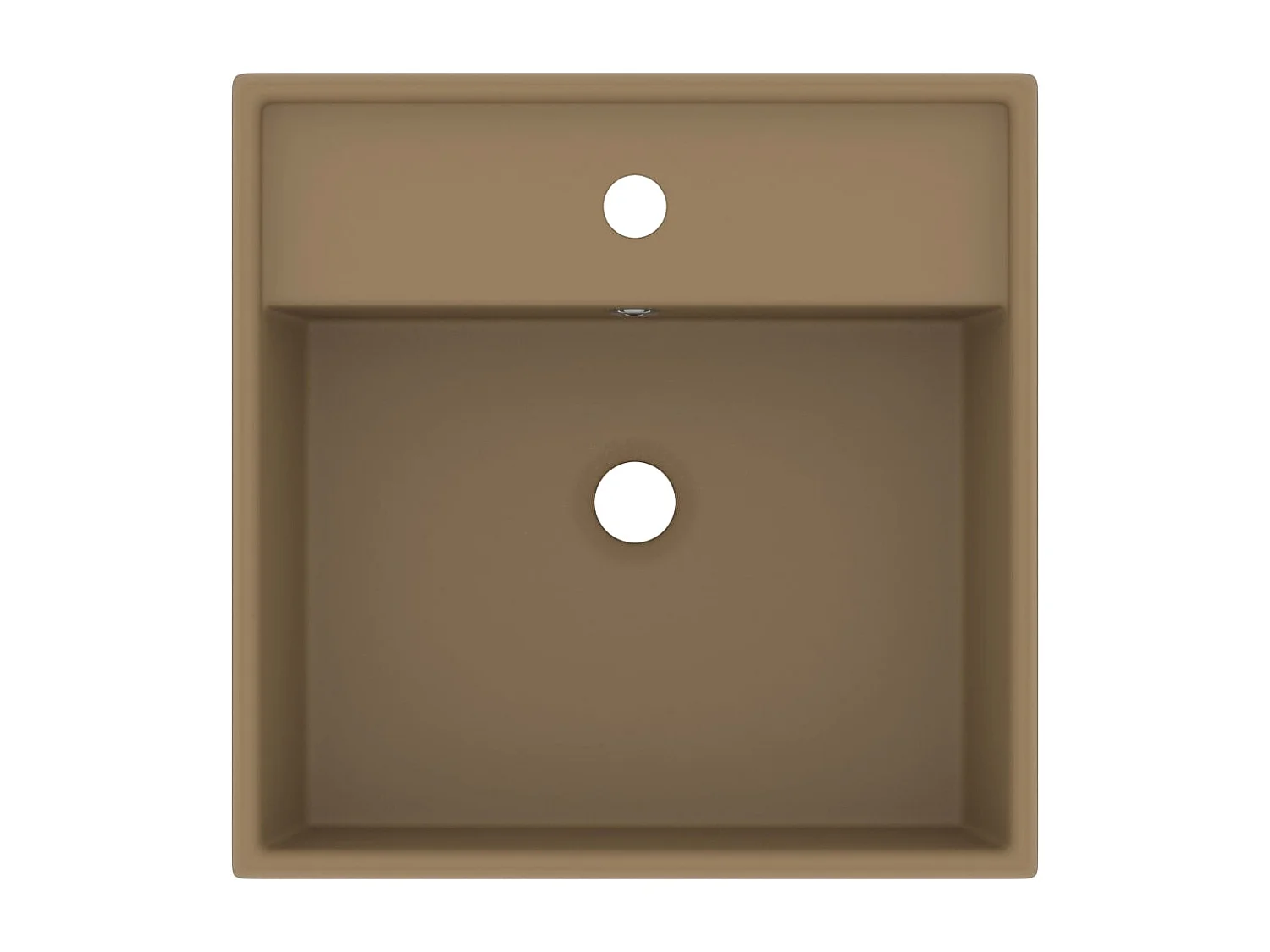 Vasque à poser-Lavabo carré de luxe à trop-plein Crème mat 41x41 cm Céramique