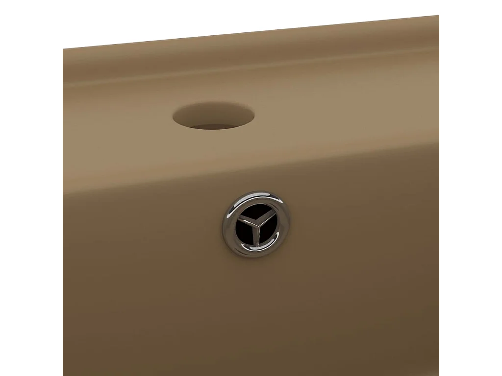 Vasque à poser-Lavabo carré de luxe à trop-plein Crème mat 41x41 cm Céramique