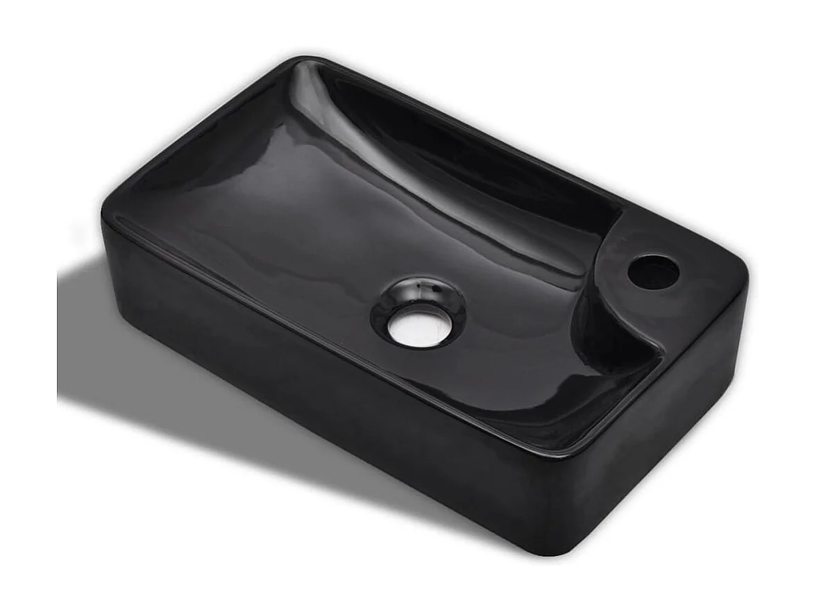 Lavabo salle de bain-Vasque à trou pour robinet céramique Noir pour salle de bain