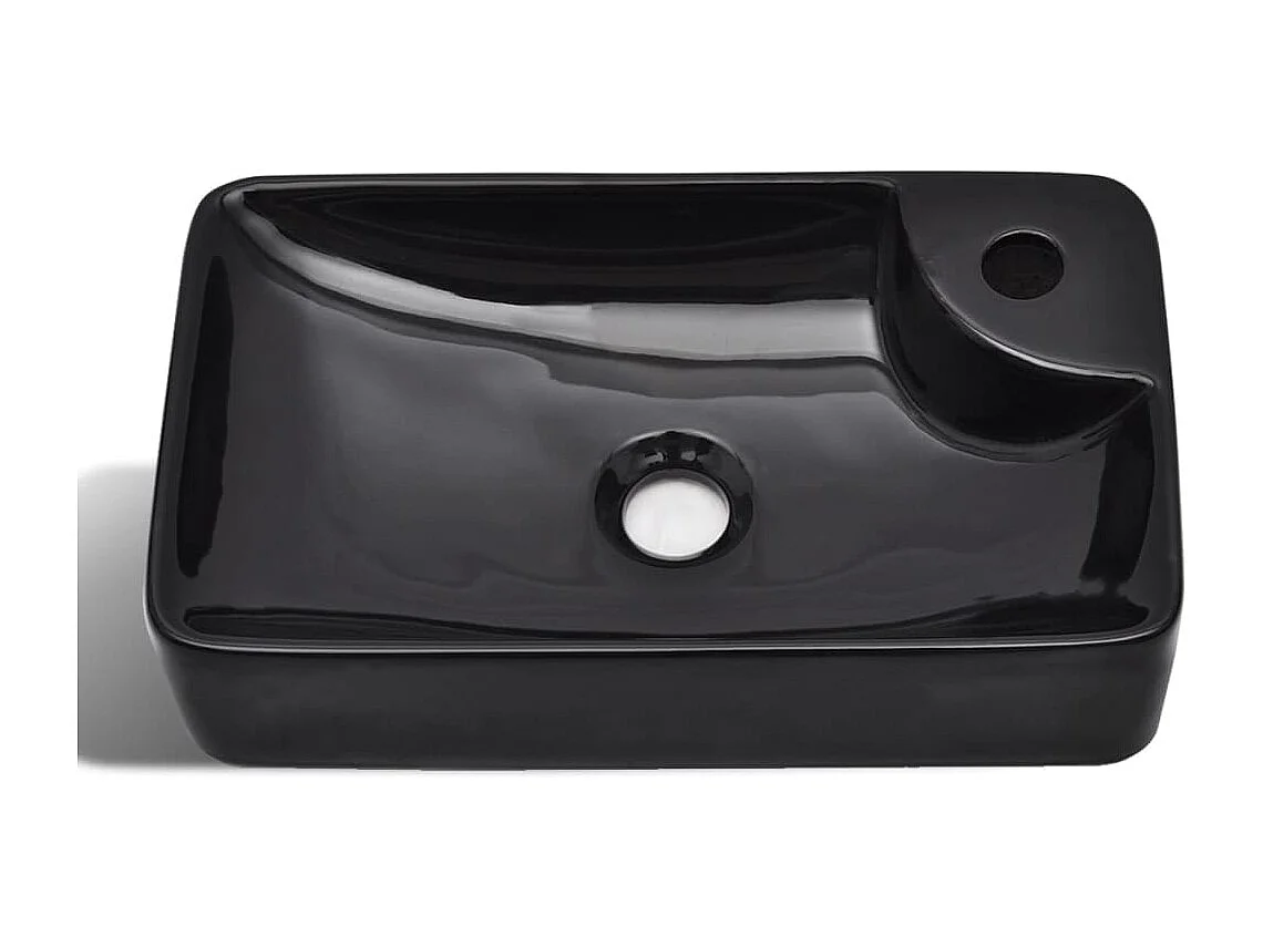 Lavabo salle de bain-Vasque à trou pour robinet céramique Noir pour salle de bain