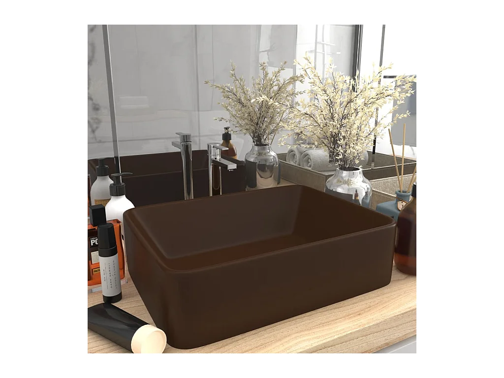Lavabo salle de bain-Lavabo de luxe Marron foncé mat 41x30x12 cm Céramique