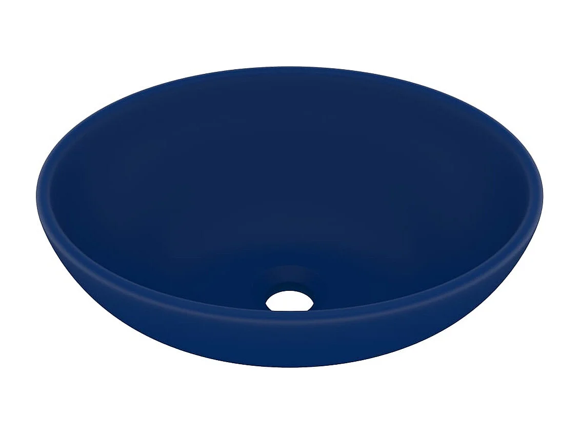 Lavabo-Vasque à poser-Bac à laver ovale de luxe Bleu foncé mat 40x33 cm Céramique
