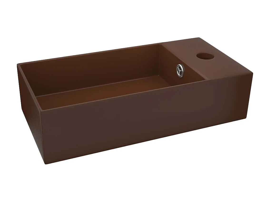Lavabo salle de bain-Vasque à poser avec trop-plein Céramique Marron foncé