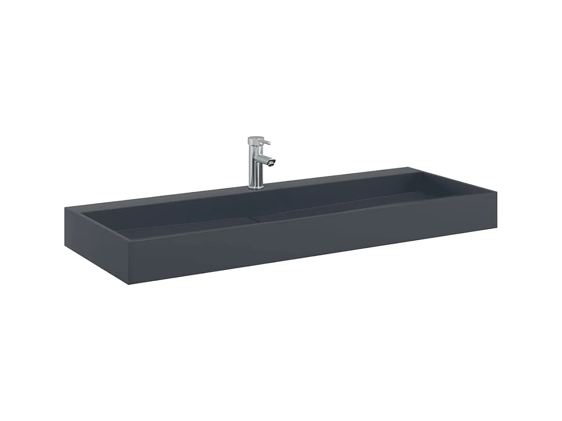 Vasque à poser Lavabo 120x46x11 cm fonte minérale/marbre anthracite