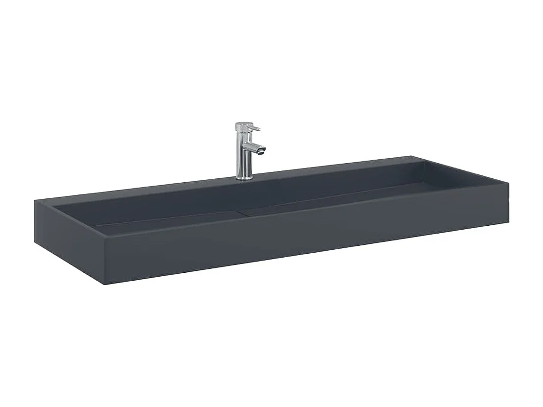Vasque à poser Lavabo 120x46x11 cm fonte minérale/marbre anthracite