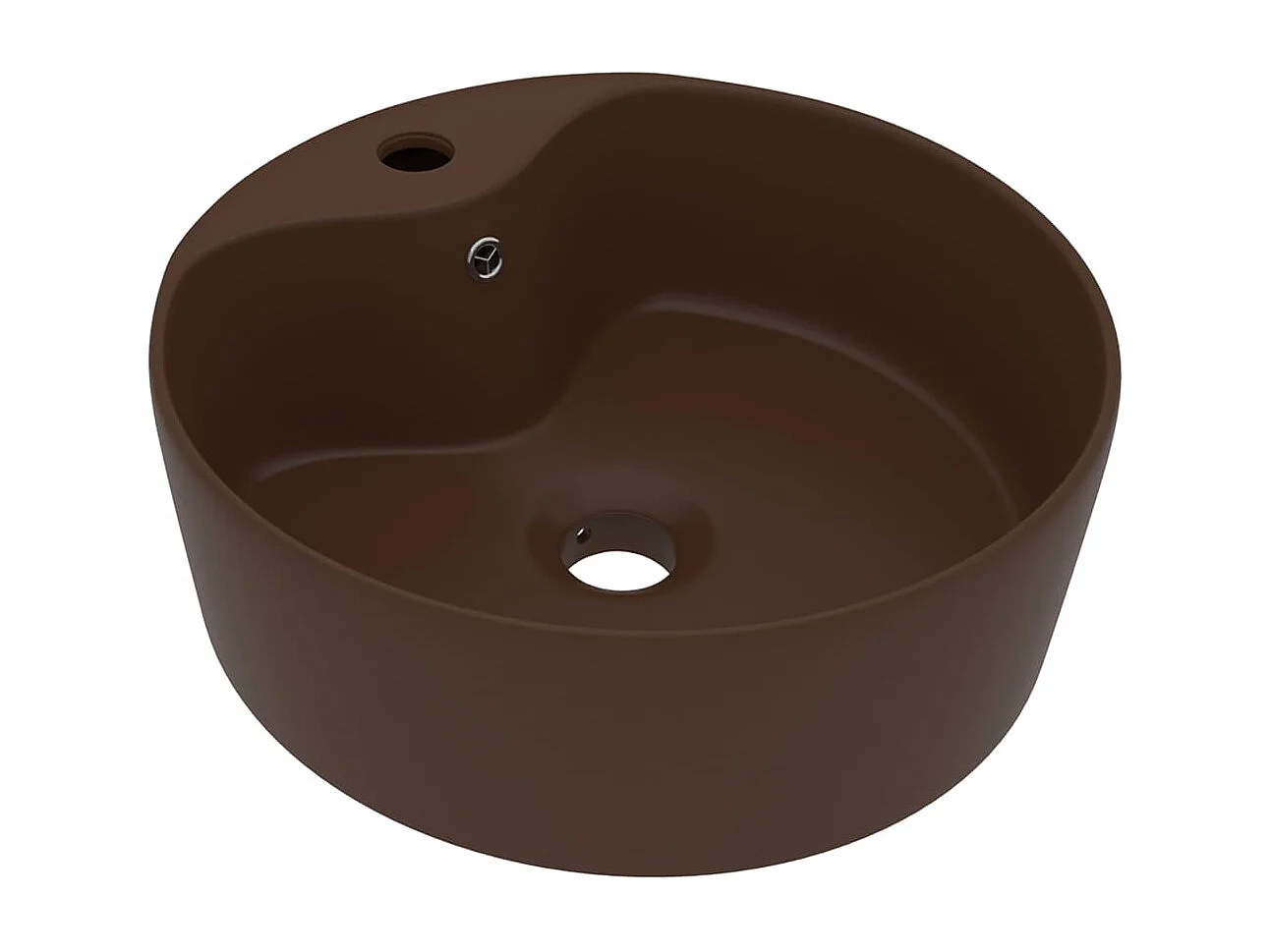 Vasque à poser-Lavabo avec trop-plein Marron foncé mat 36x13 cm Céramique