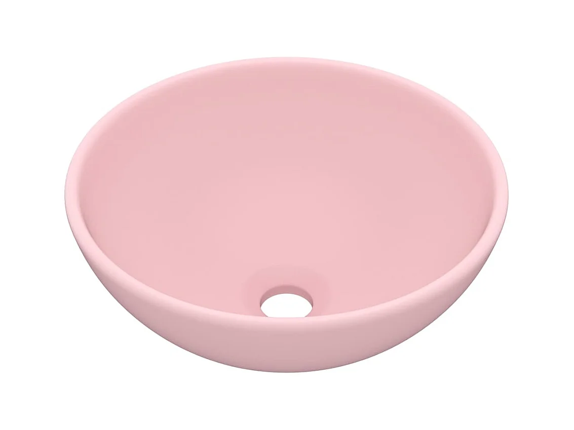 Lavabo rond-Vasque à poser-Lavabo salle de bain Rose mat 32,5x14 cm Céramique