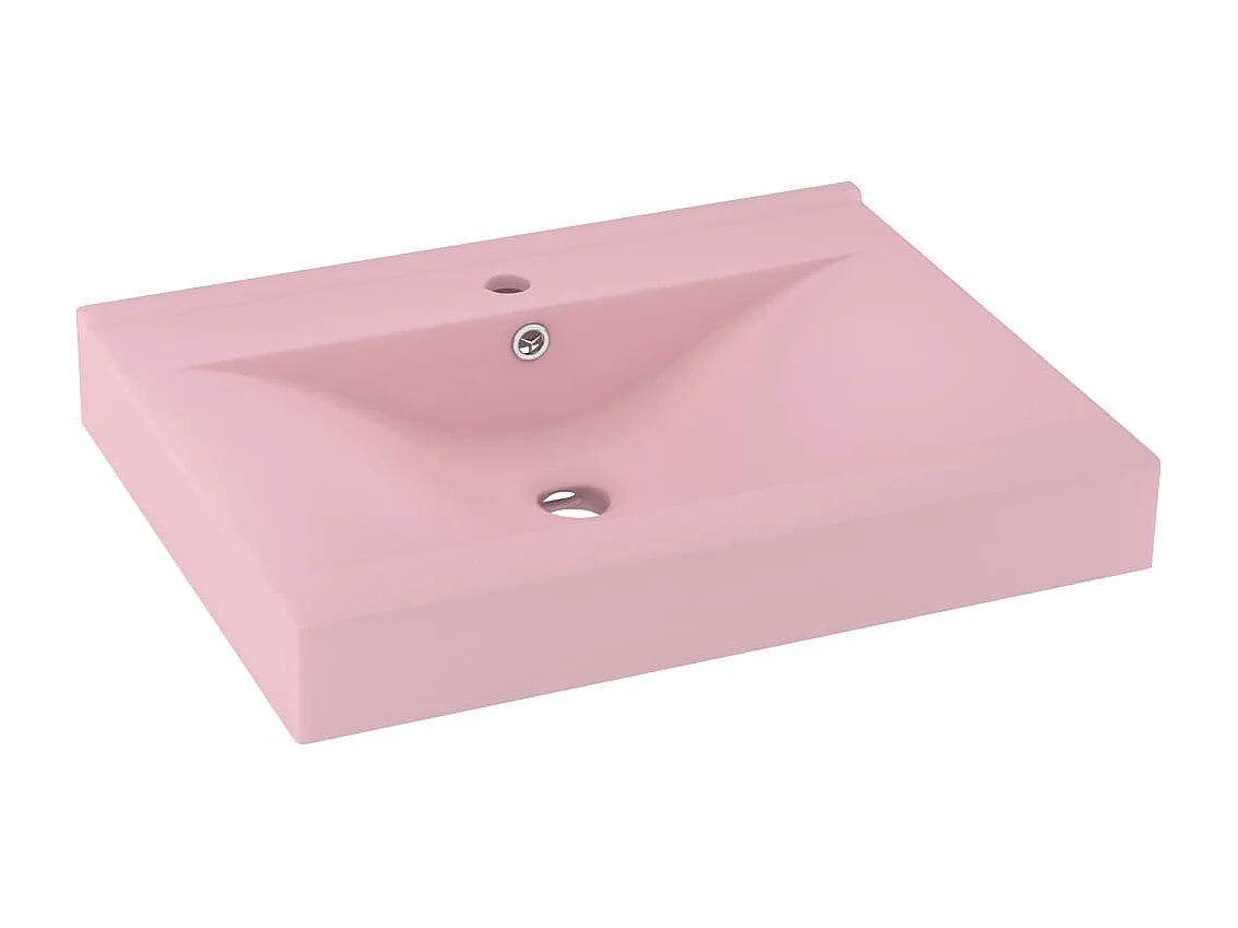Vasque à poser-Lavabo avec trou de robinet Rose mat 60x46 cm Céramique