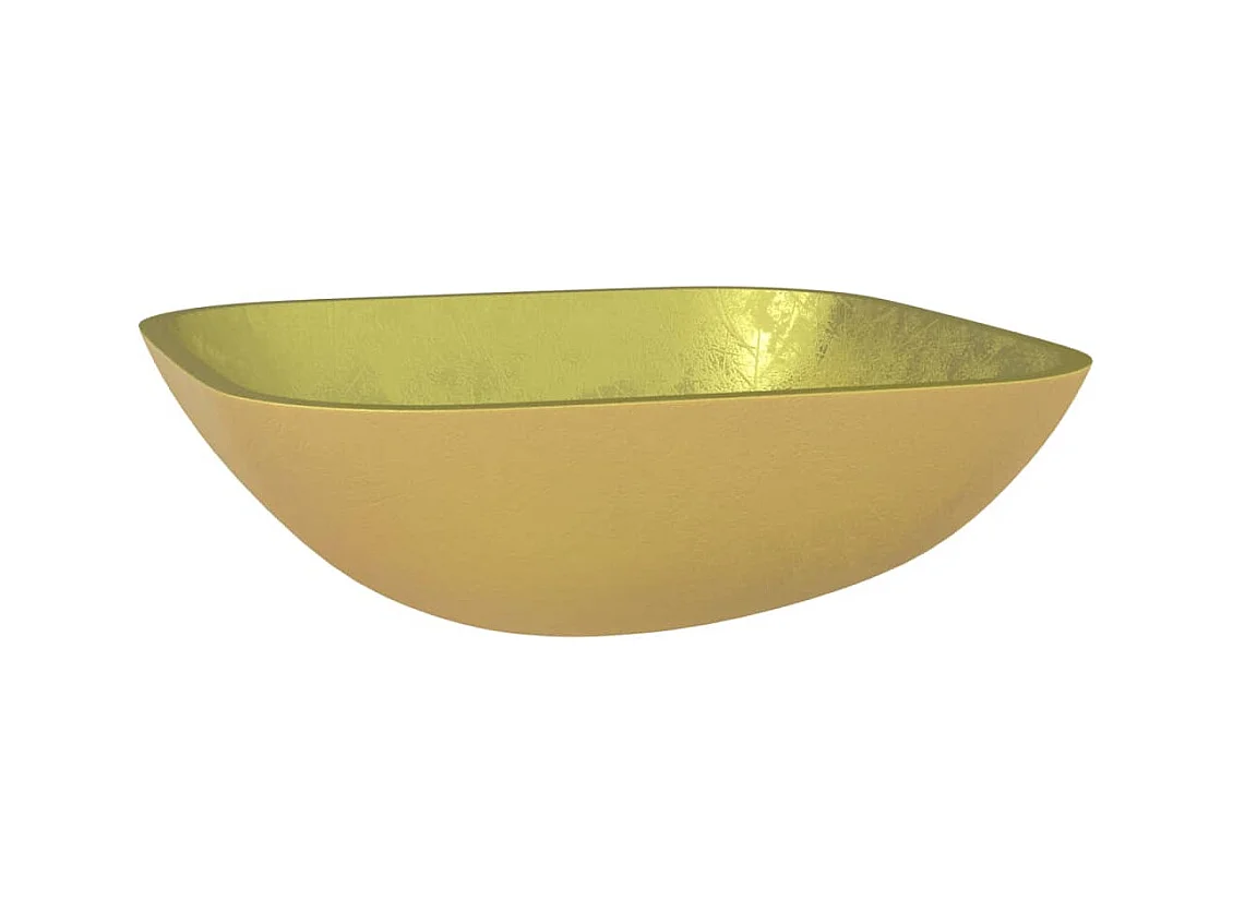 Lavabo Verre-Vasque à poser-Lavabo salle de bain 42x42x14 cm Doré