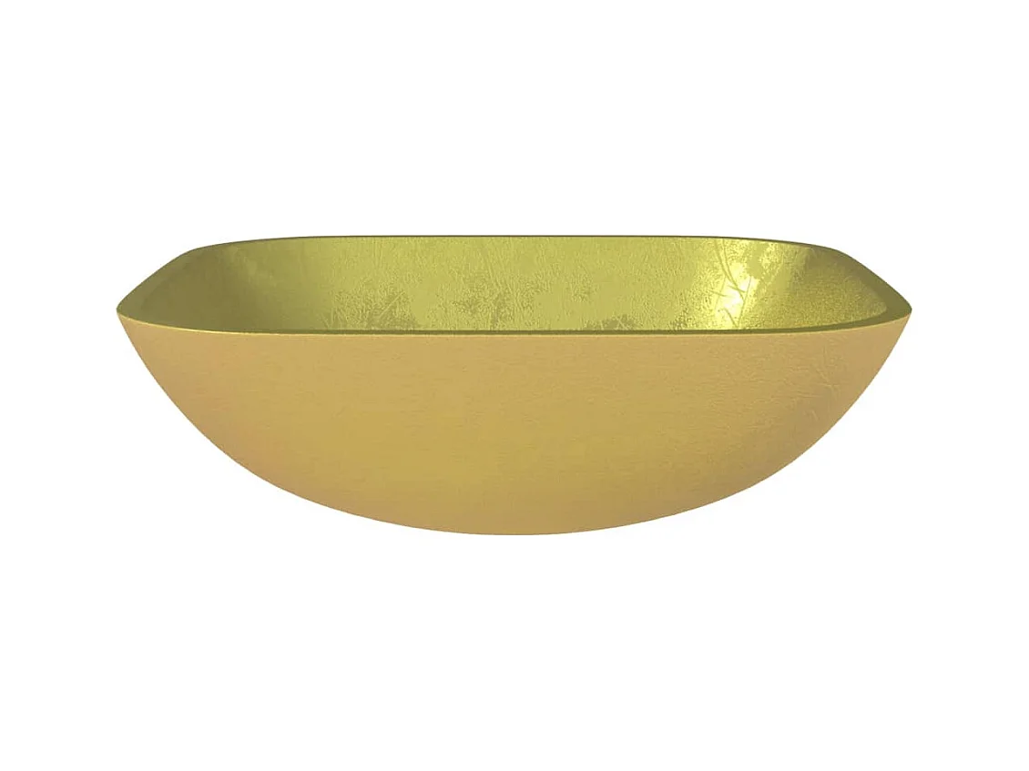 Lavabo Verre-Vasque à poser-Lavabo salle de bain 42x42x14 cm Doré