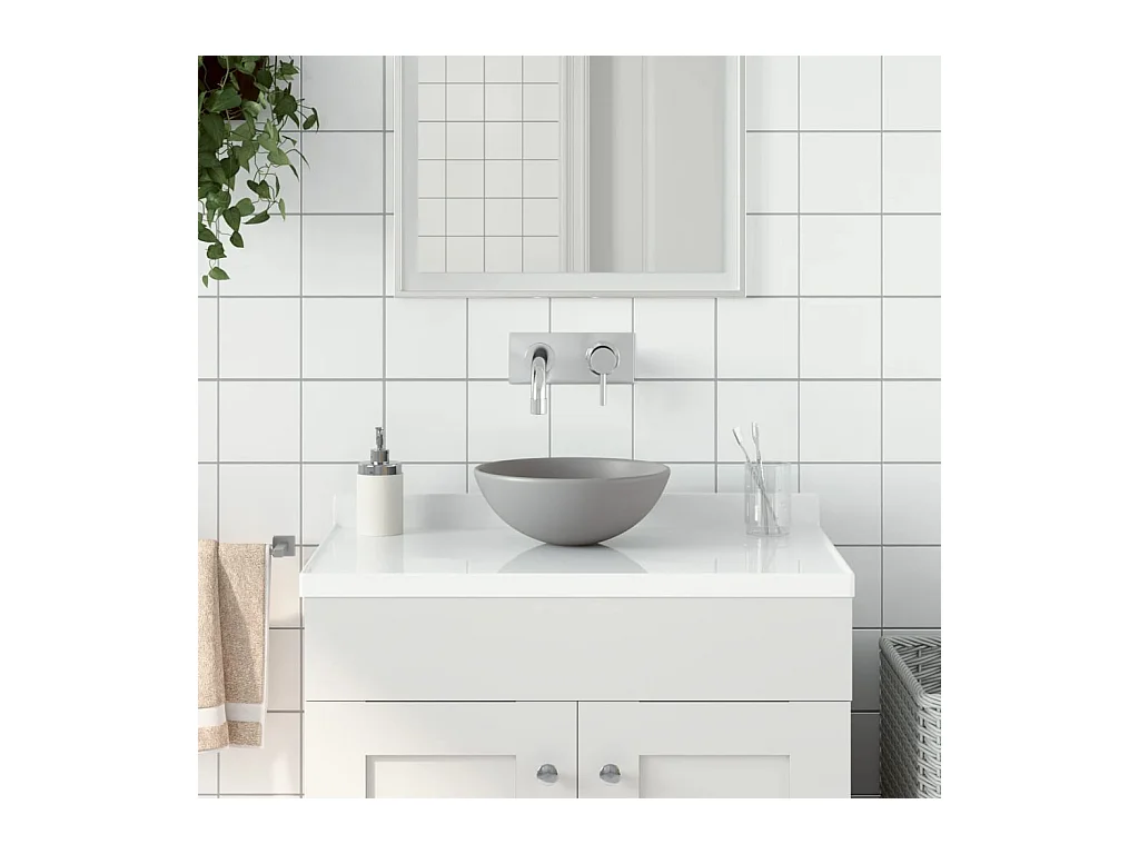 Lavabo salle de bain-Vasque à poser Céramique Gris clair Rond