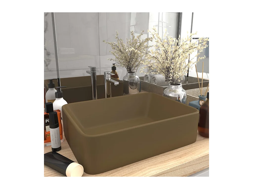 Lavabo salle de bain-Lavabo de luxe Crème mat 41x30x12 cm Céramique