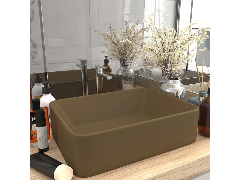 Lavabo salle de bain-Lavabo de luxe Crème mat 41x30x12 cm Céramique