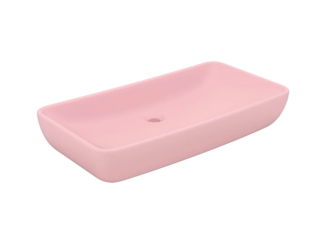 Lavabo salle de bain-Lavabo de luxe rectangulaire Rose mat 71x38 cm Céramique