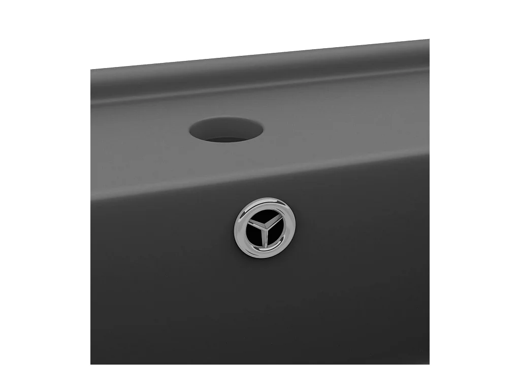 Vasque à poser-Lavabo carré à trop-plein Gris foncé mat 41x41 cm Céramique