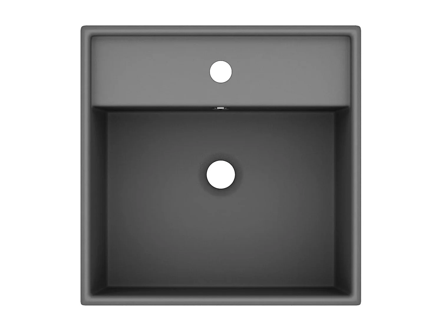 Vasque à poser-Lavabo carré à trop-plein Gris foncé mat 41x41 cm Céramique
