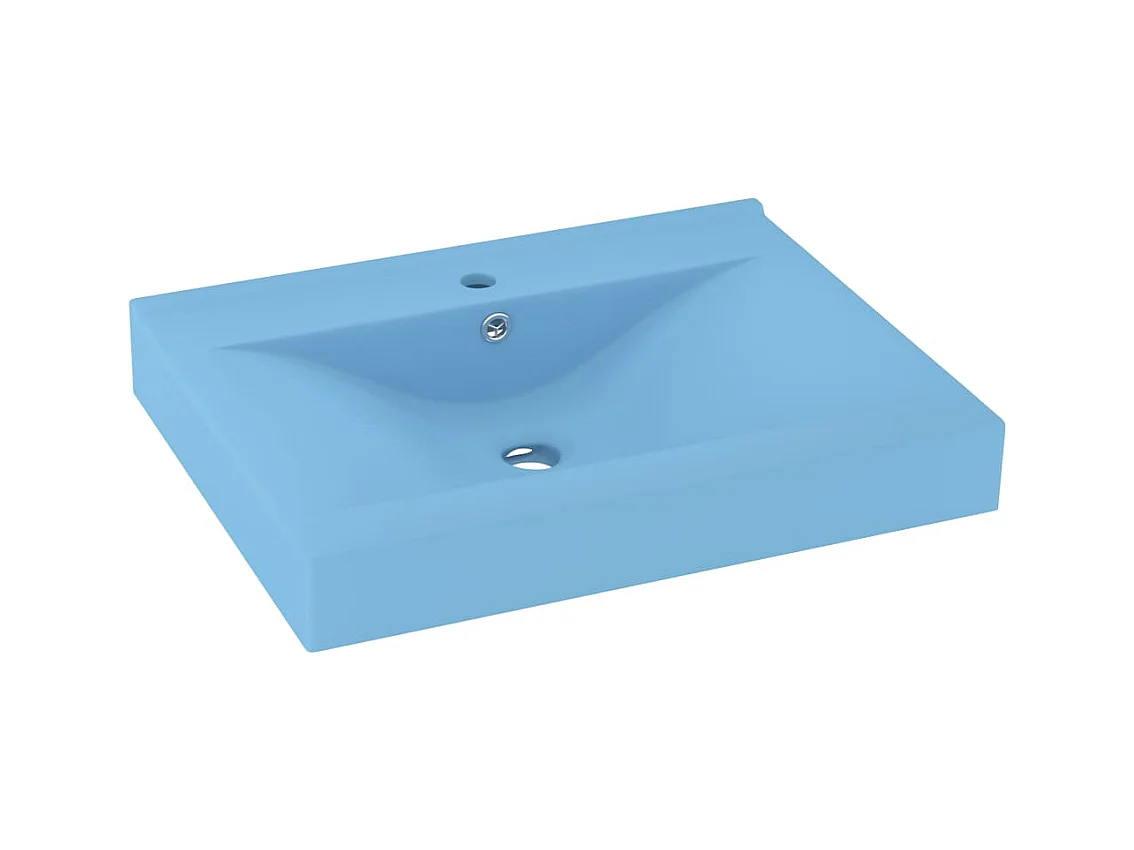 Vasque à poser-Lavabo avec trou de robinet Bleu clair mat 60x46 cm Céramique