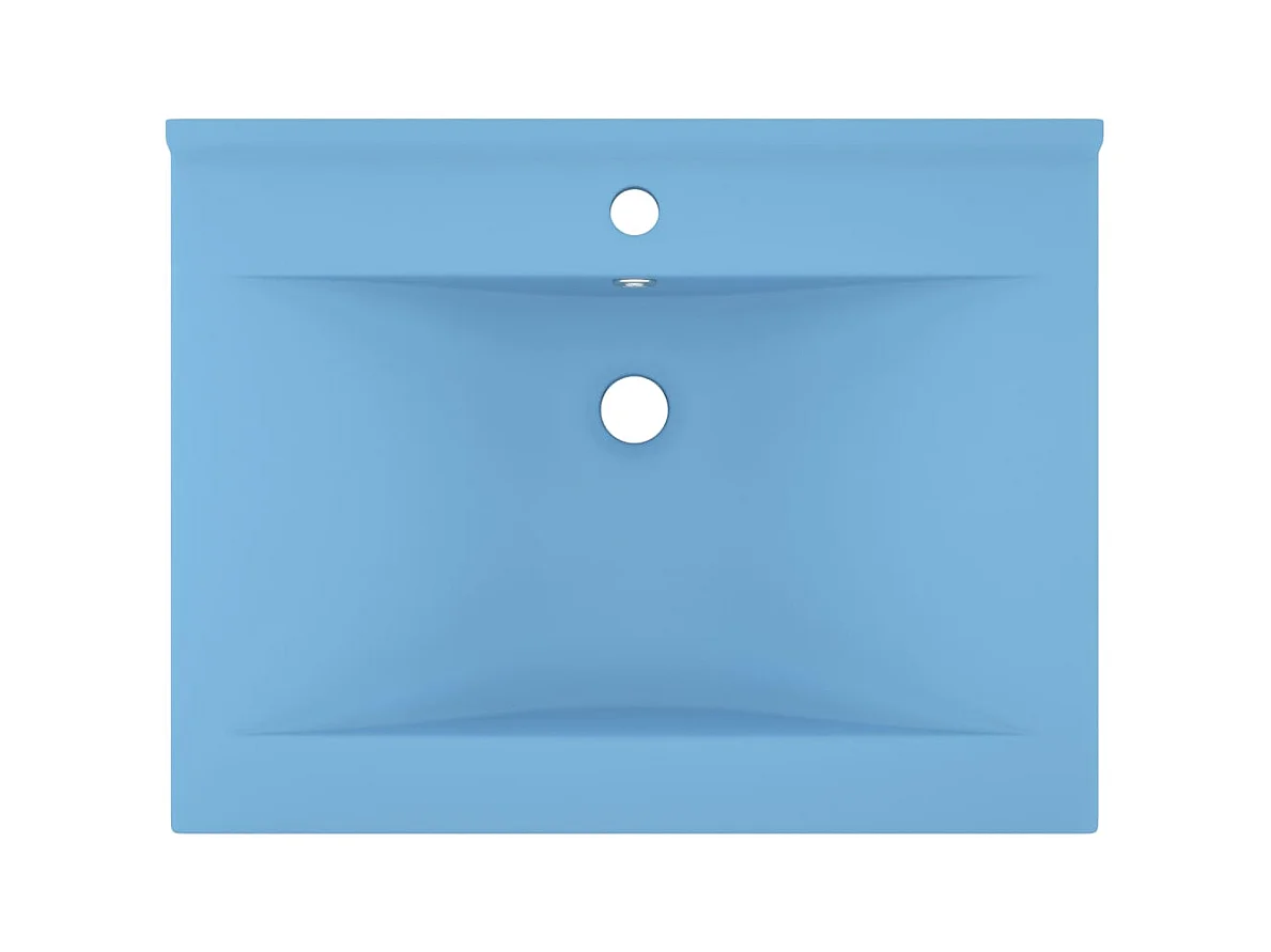 Vasque à poser-Lavabo avec trou de robinet Bleu clair mat 60x46 cm Céramique