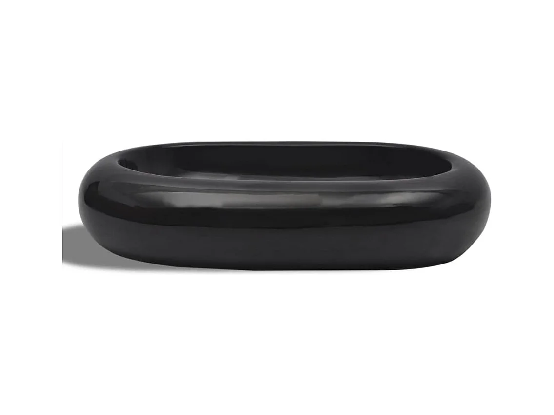 Lavabo salle de bain-Vasque ovale céramique Noir pour salle de bain
