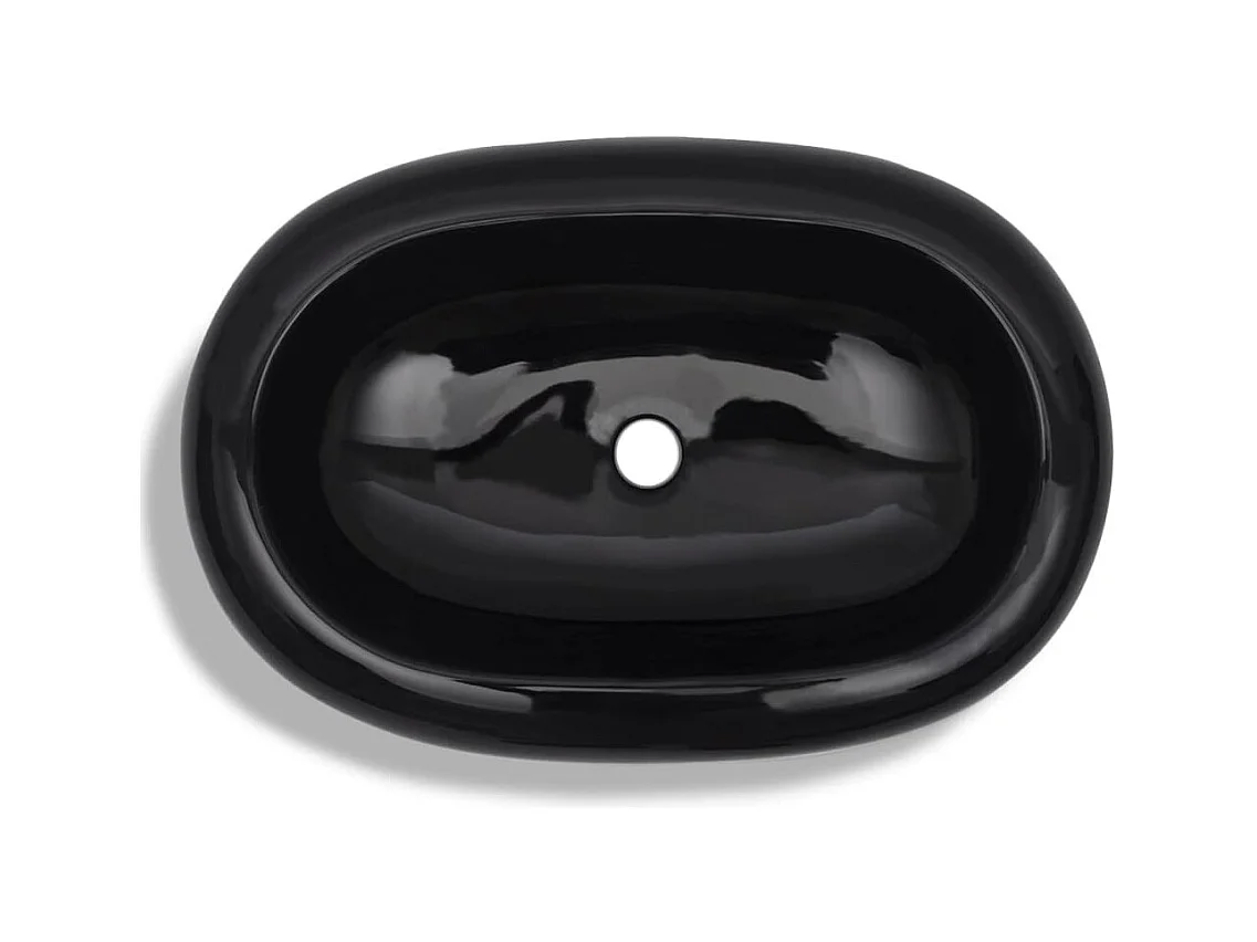 Lavabo salle de bain-Vasque ovale céramique Noir pour salle de bain
