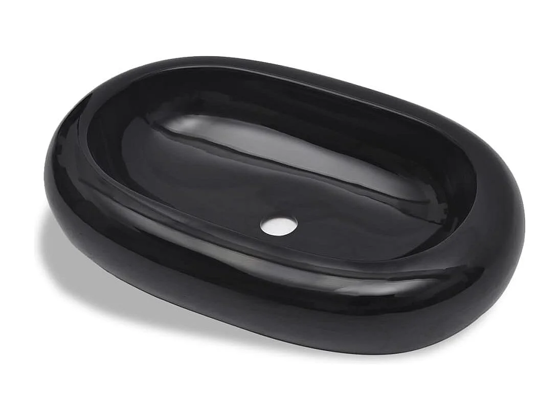 Lavabo salle de bain-Vasque ovale céramique Noir pour salle de bain