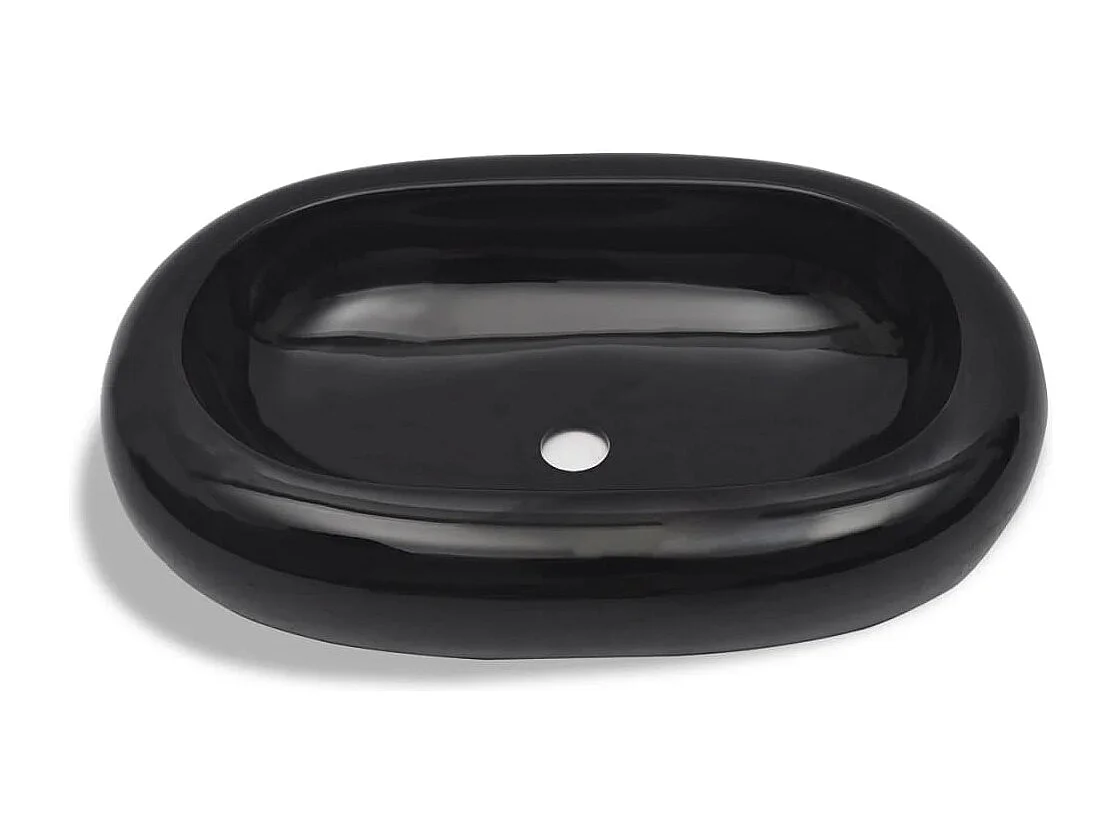 Lavabo salle de bain-Vasque ovale céramique Noir pour salle de bain