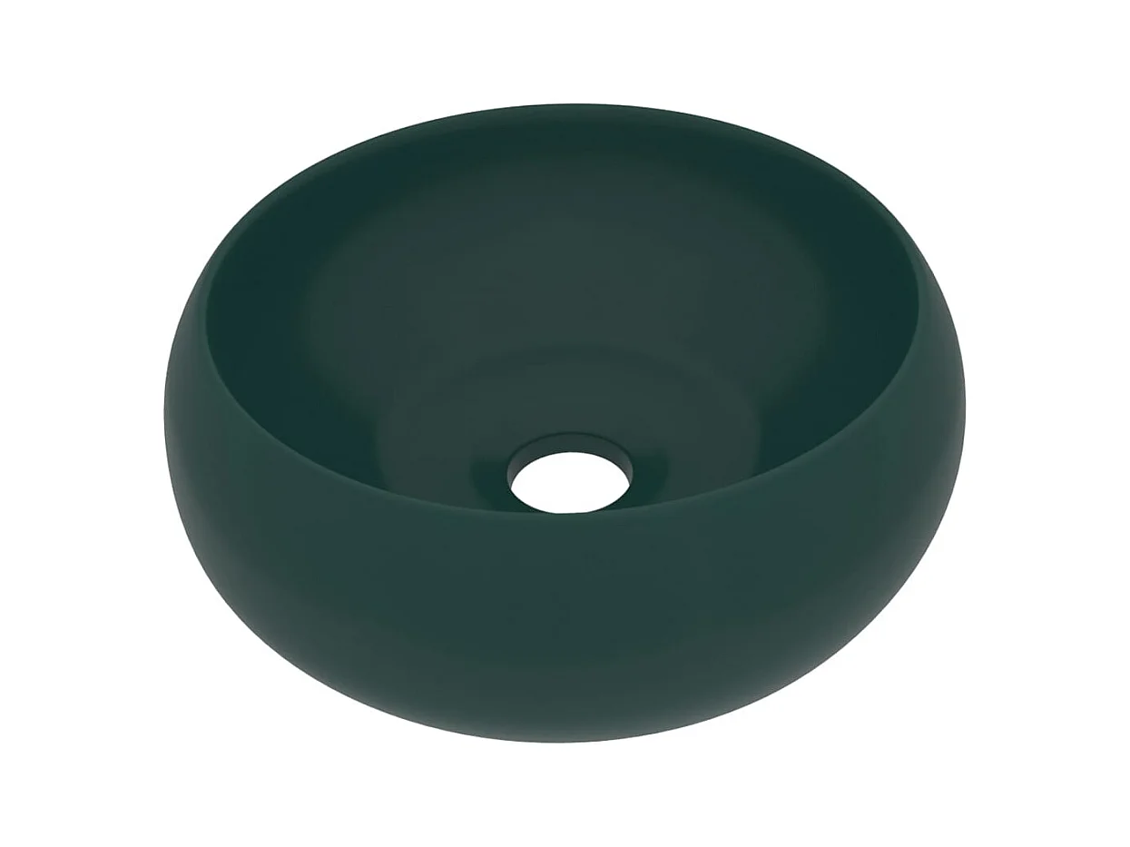 Lavabo rond-Vasque à poser-Bac à laver de luxe Vert foncé mat 40x15 cm Céramique