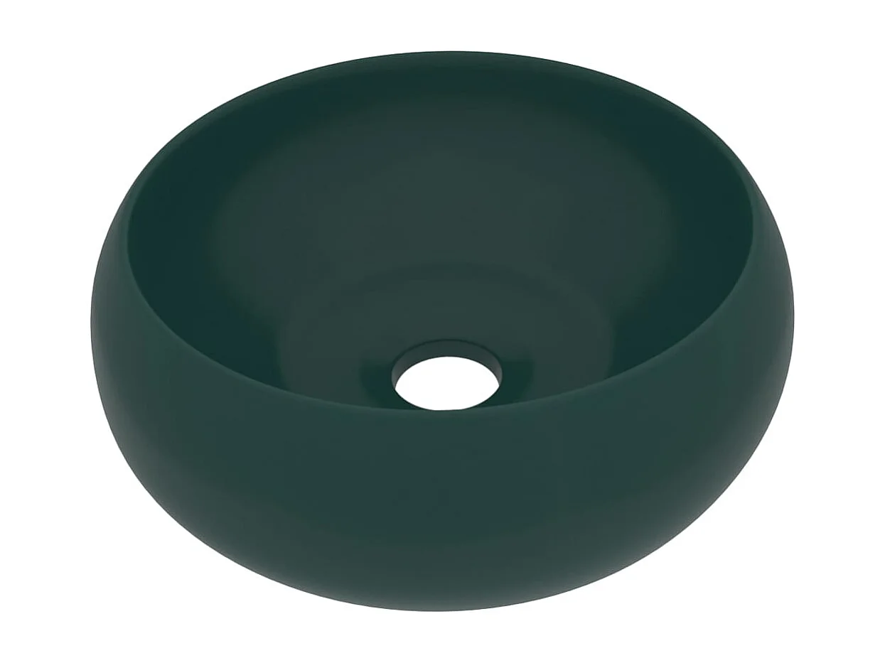 Lavabo rond-Vasque à poser-Bac à laver de luxe Vert foncé mat 40x15 cm Céramique