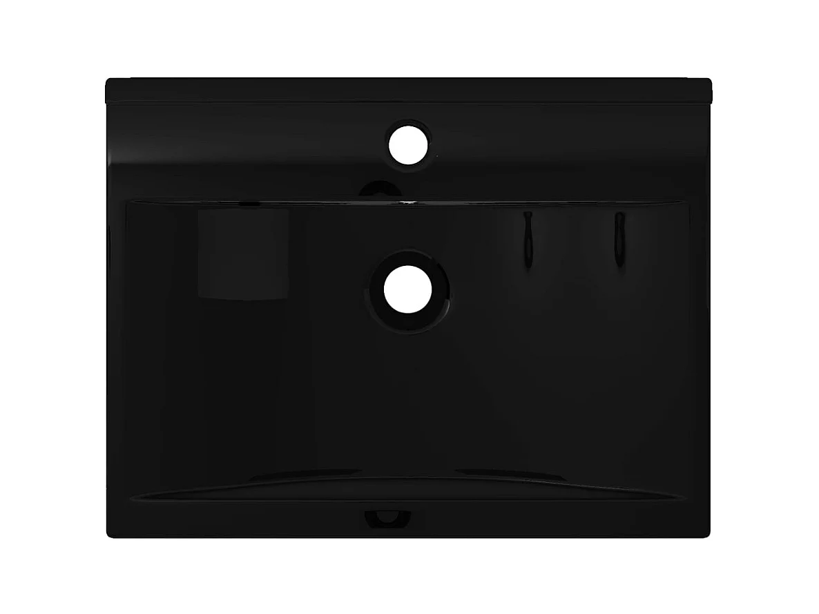 Vasque à poser Lavabo | Bac à laver en céramique noir perçage pour la robinetterie 60x46cm