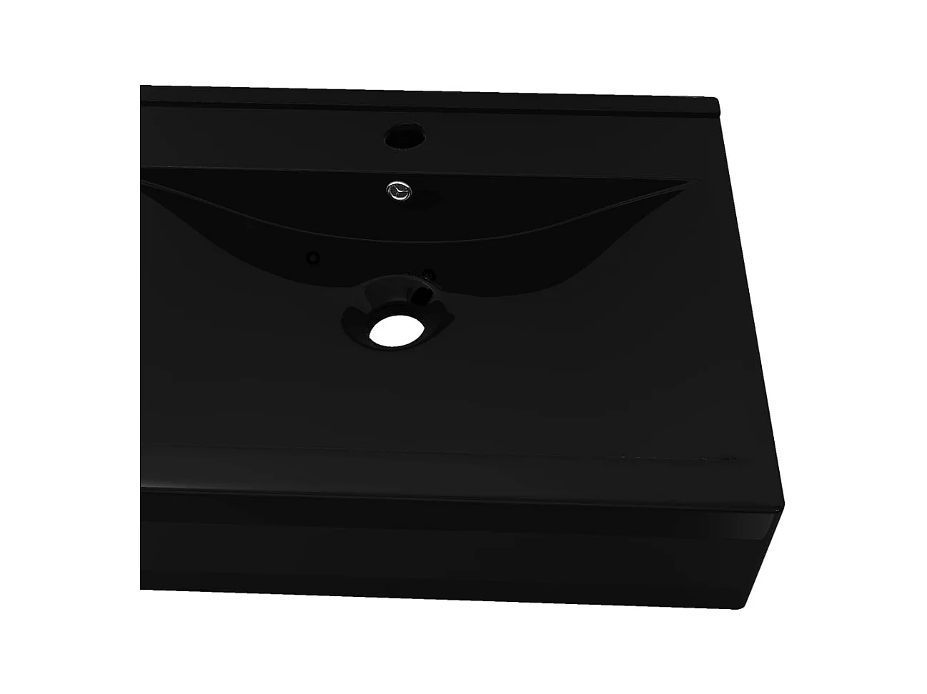Vasque à poser Lavabo | Bac à laver en céramique noir perçage pour la robinetterie 60x46cm