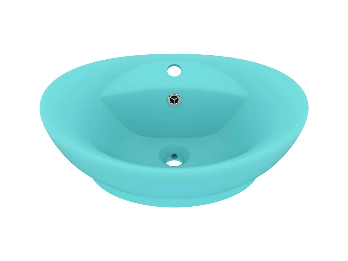 Lavabo | Vasque à poser | Bac à laver ovale à trop-plein Vert clair mat 58,5x39 cm Céramique