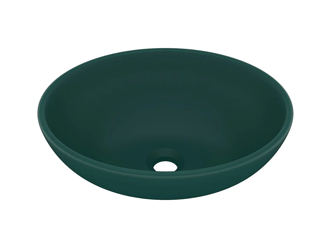Lavabo-Vasque à poser-Bac à laver ovale de luxe Vert foncé mat 40x33 cm Céramique
