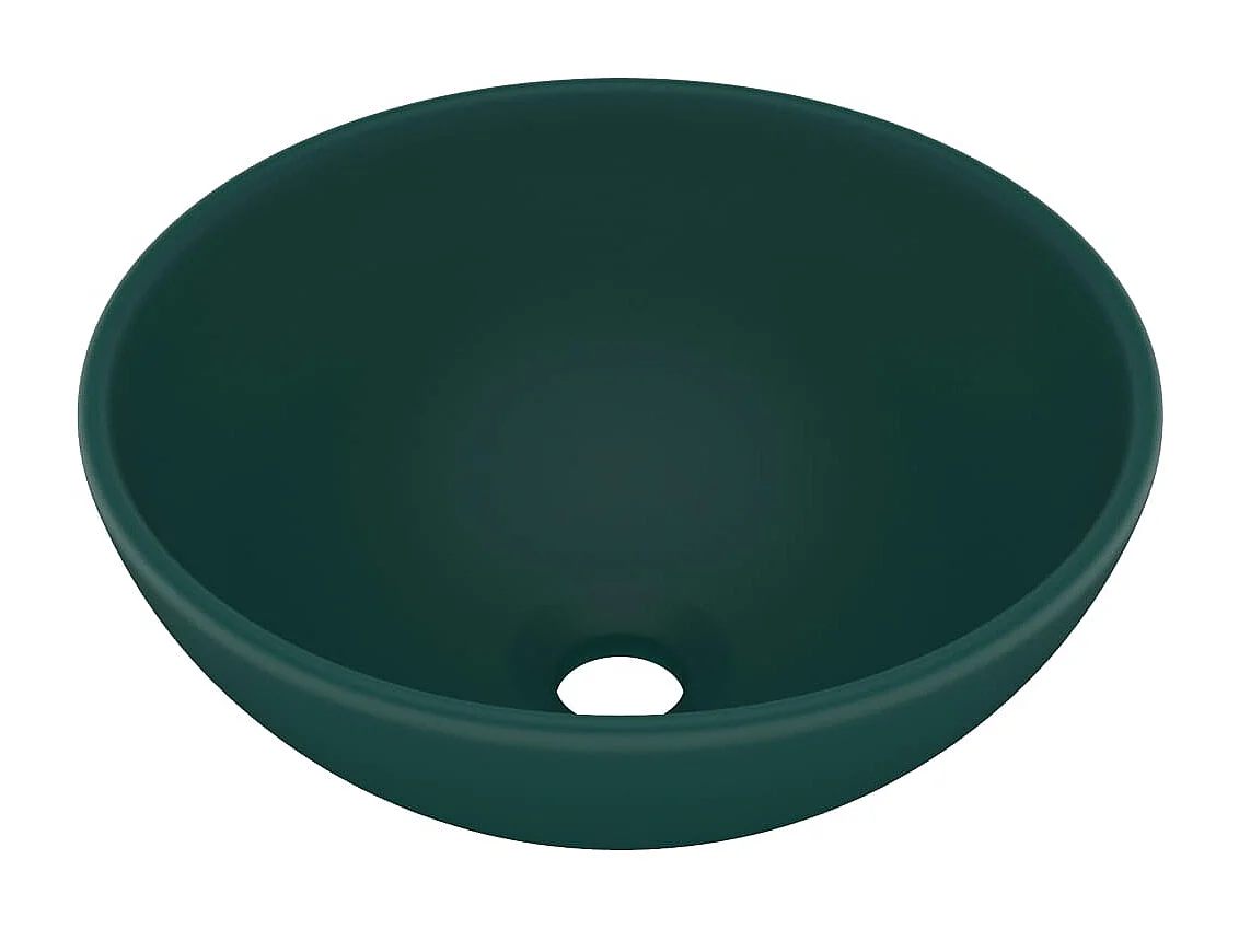 Lavabo rond-Vasque à poser-Lavabo salle de bain Vert foncé mat 32,5x14cm Céramique