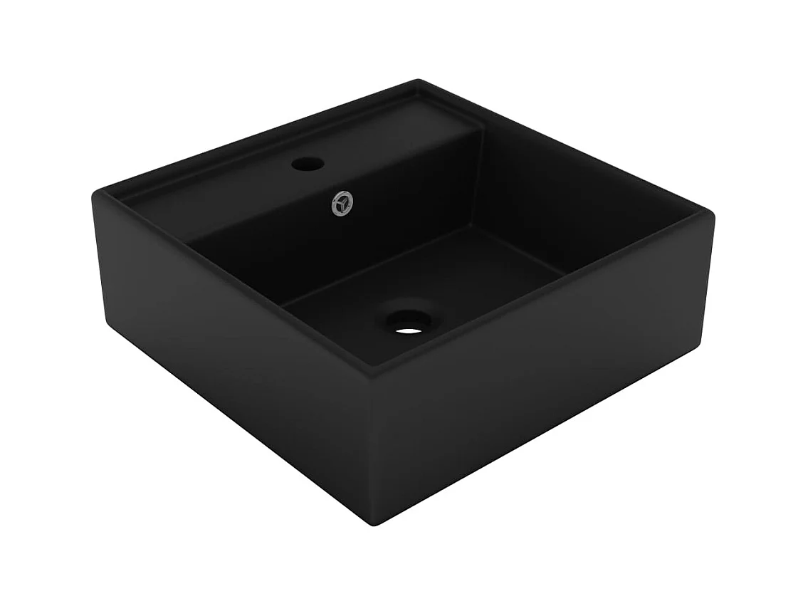 Vasque à poser-Lavabo carré de luxe à trop-plein Noir mat 41x41 cm Céramique