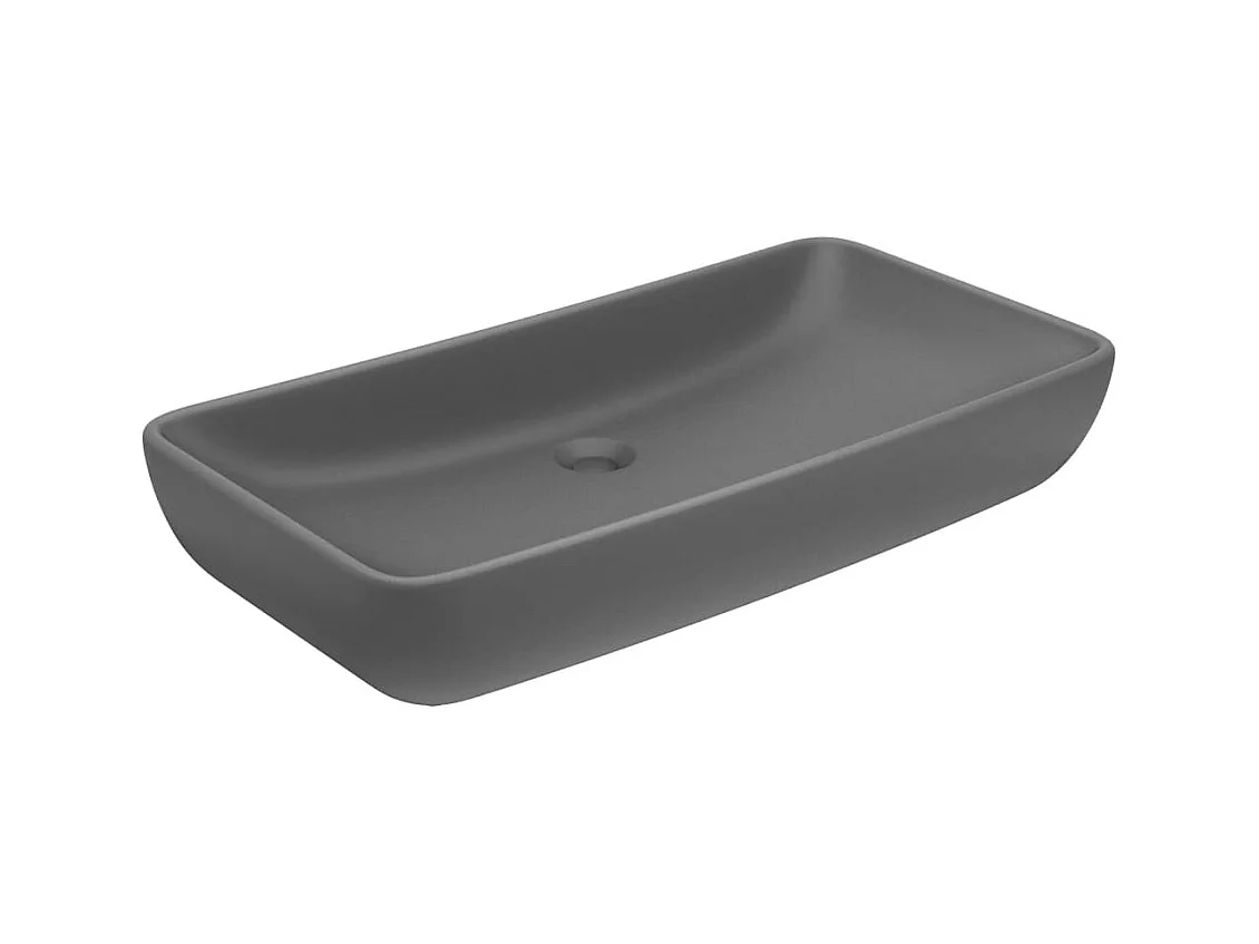 Lavabo salle de bain-Lavabo de luxe rectangulaire Gris foncé mat 71x38 cm Céramique
