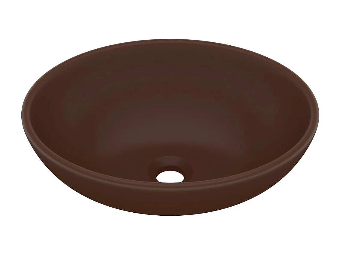 Lavabo-Vasque à poser-Bac à laver ovale de luxe Marron foncé mat 40x33 cm Céramique
