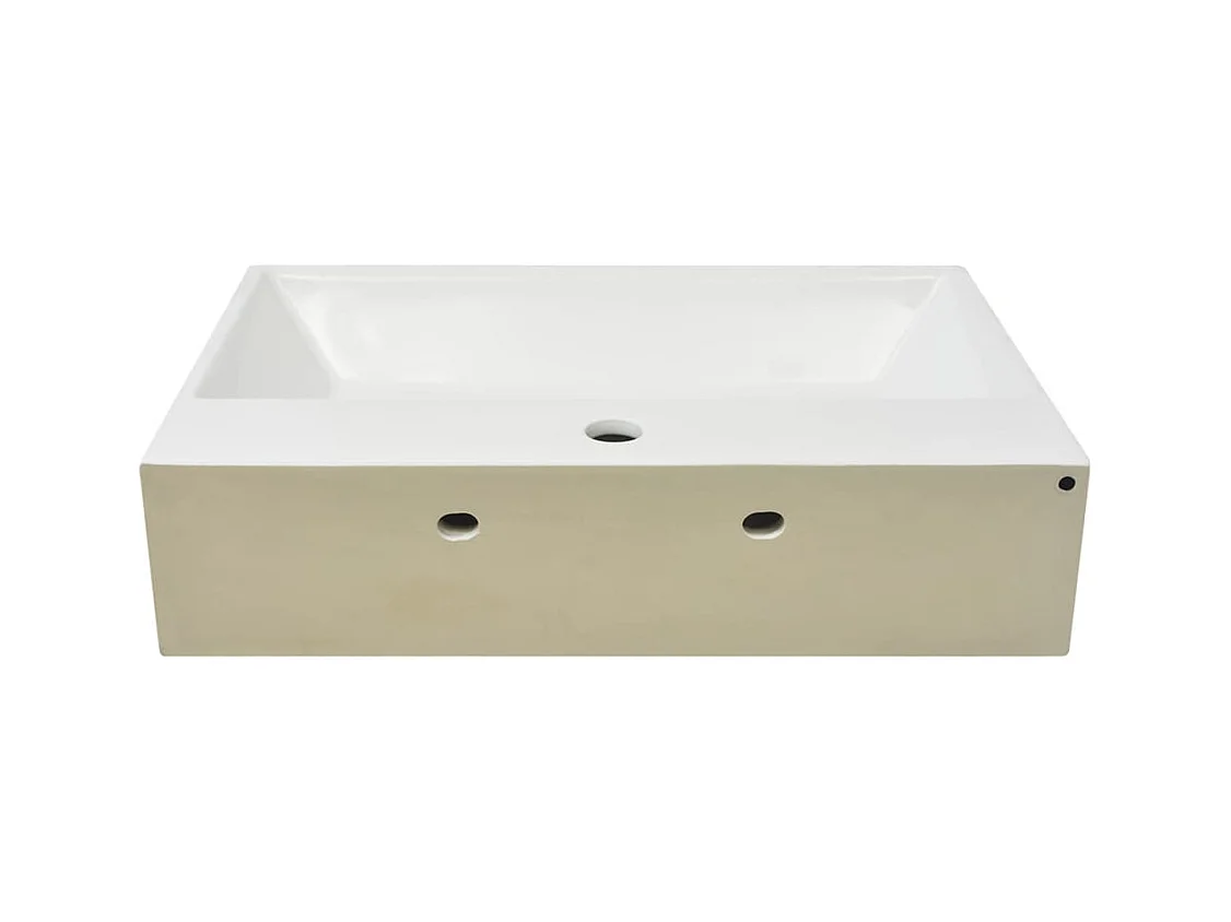 Lavabo salle de bain-Vasque avec trou de robinet en céramique Blanc 60,5x42,5x14,5cm