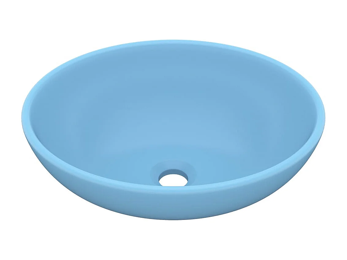 Lavabo-Vasque à poser-Bac à laver ovale de luxe Bleu clair mat 40x33 cm Céramique