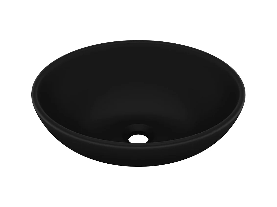 Lavabo-Vasque à poser-Bac à laver ovale de luxe Noir mat 40x33 cm Céramique