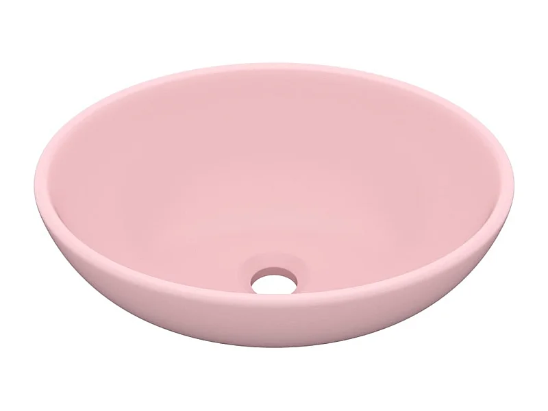 Lavabo-Vasque à poser-Bac à laver ovale de luxe Rose mat 40x33 cm Céramique