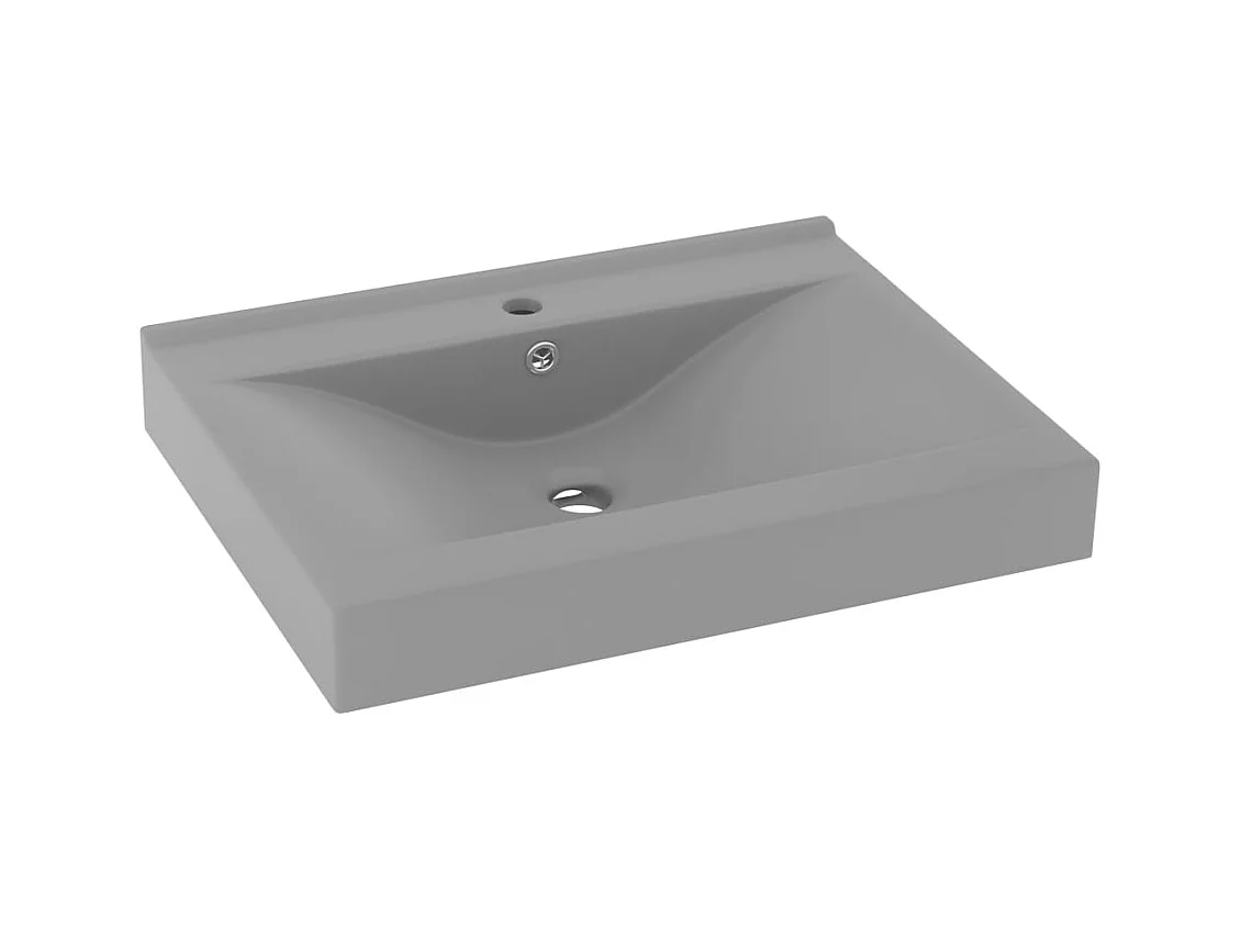 Vasque à poser-Lavabo avec trou de robinet Gris clair mat 60x46 cm Céramique