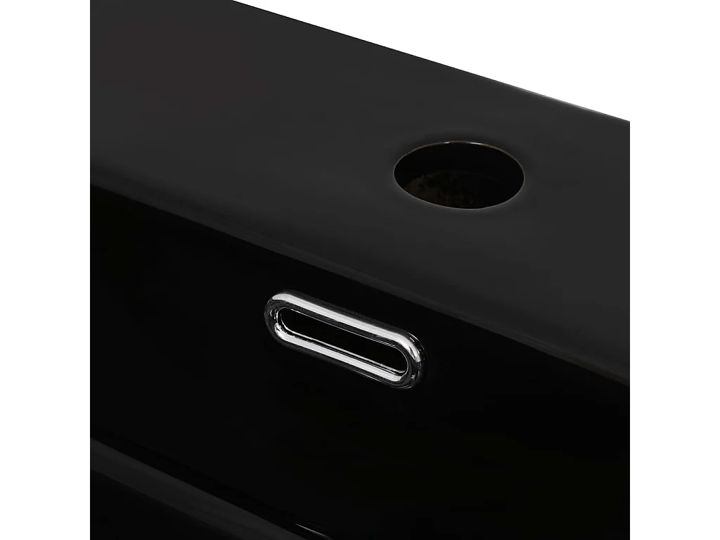 Lavabo salle de bain-Vasque avec trou de robinet en céramique Noir 60,5x42,5x14,5 cm